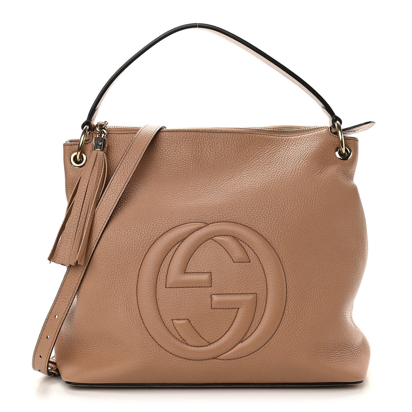 Pebbled Calfskin Large Soho Hobo Camelia