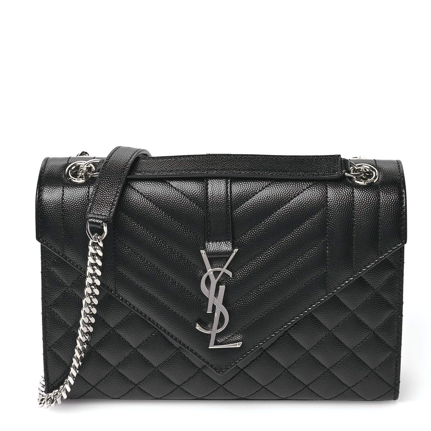 Grain De Poudre Textured Mixed Matelasse Triquilt Medium Monogram Satchel Black