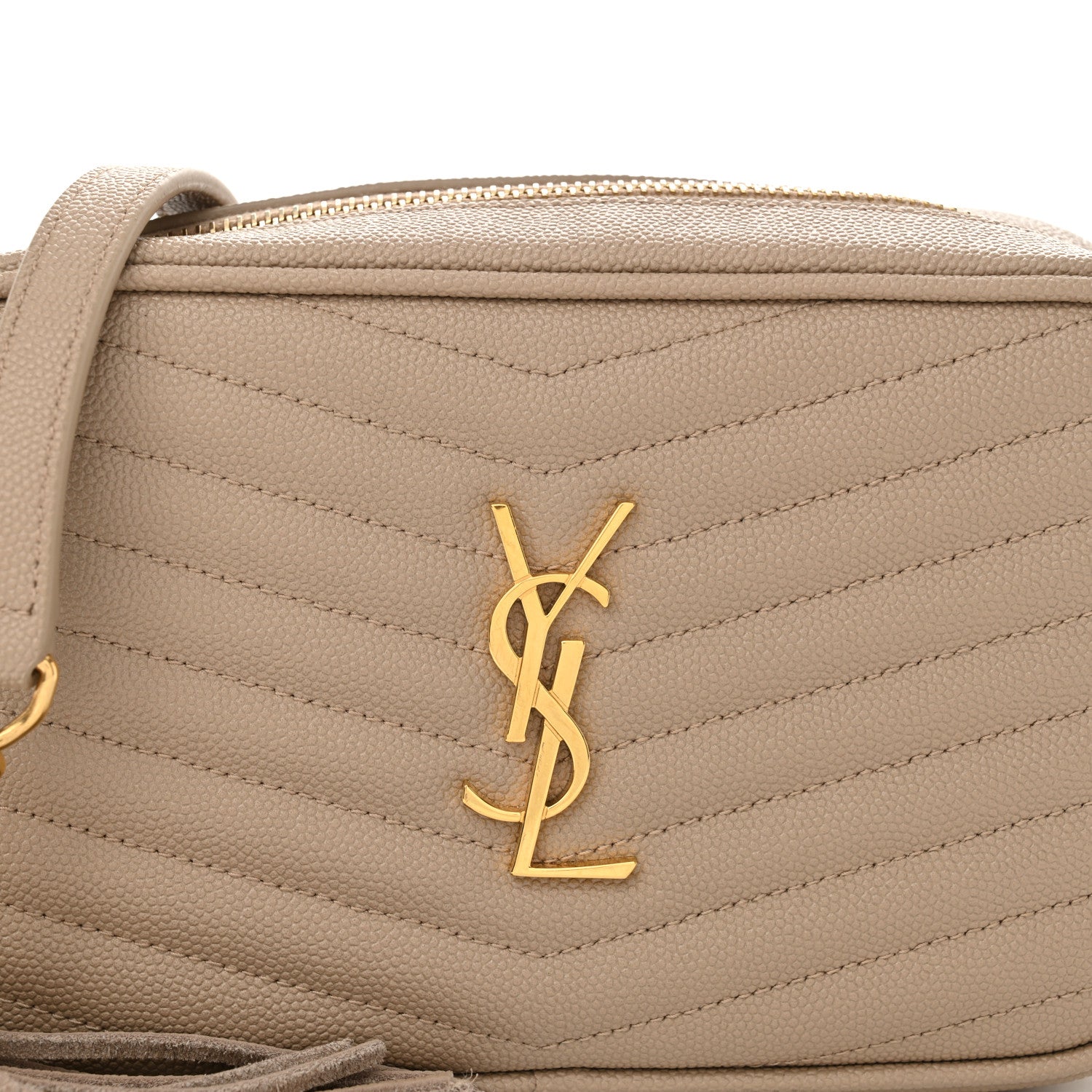 Saint Laurent Calfskin Matelasse Monogram Mini Lou Camera Bag Dark Beige 8 of 10