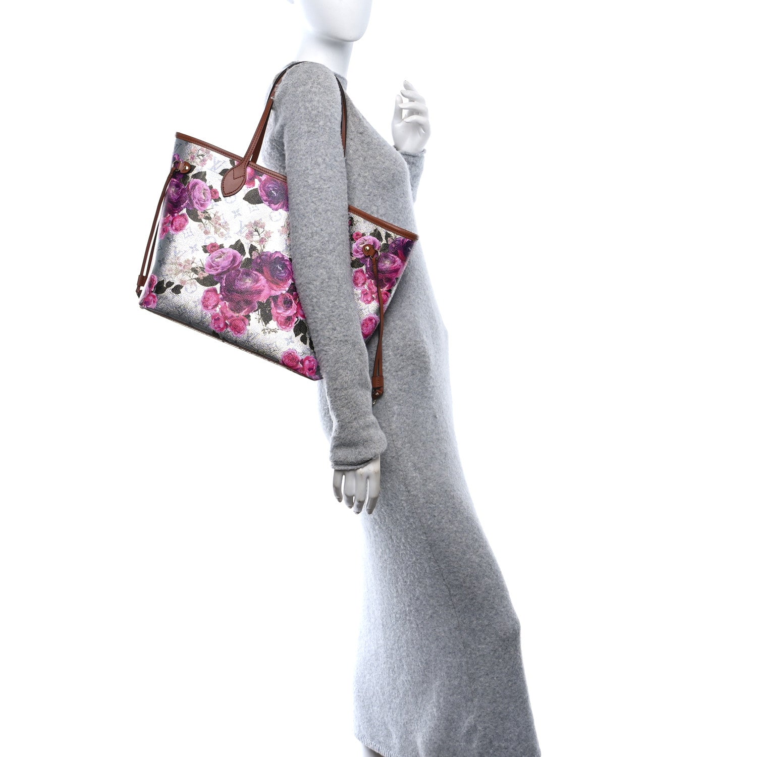 Louis Vuitton Metallic Monogram LV Garden Neverfull MM Silver 2 of 10