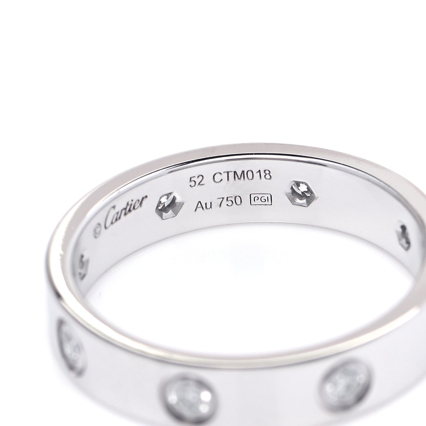 18K White Gold 8 Diamond 4mm Wedding Band LOVE Ring 52 6