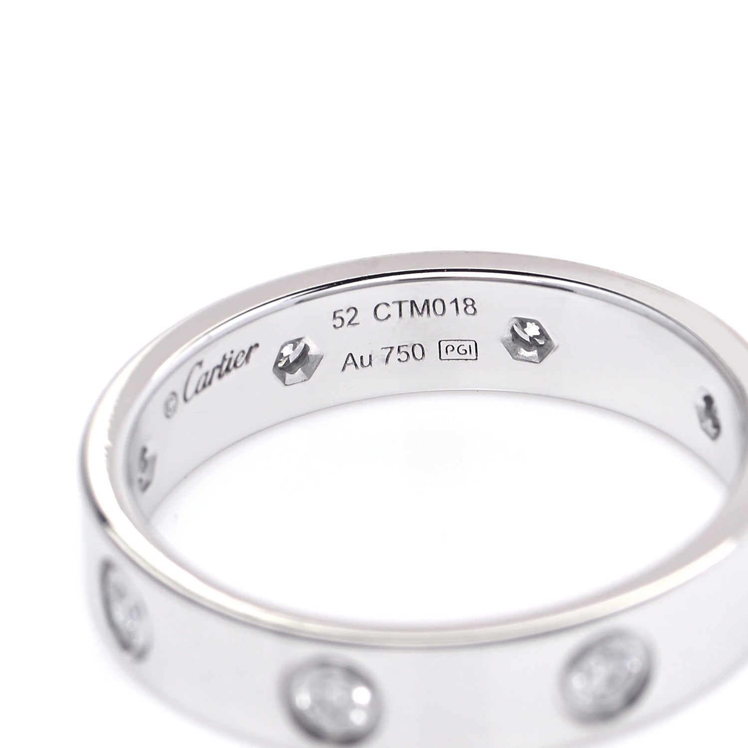 Cartier 18K White Gold 8 Diamond 4mm Wedding Band LOVE Ring 52 6 4 of 4
