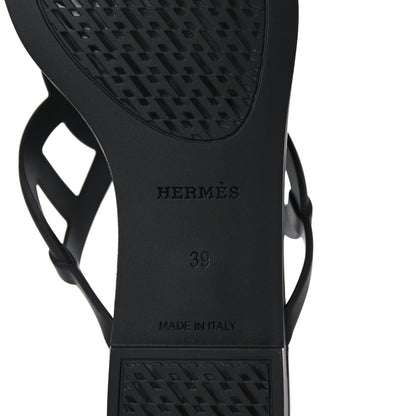 Hermes Rubber Womens Egerie Sandals 39 Black 6 of 9