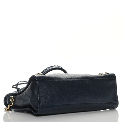Balenciaga Chevre Gold Metallic Edge Hardware City Bleu Nuit Dark Sea 5 of 9