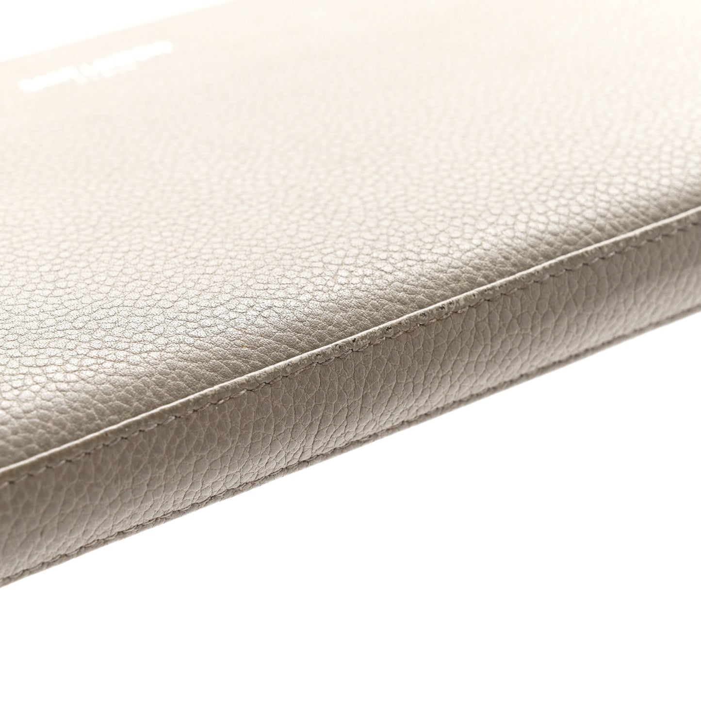 Grained Calfskin Classic Zip Around Continental Wallet Light Grey