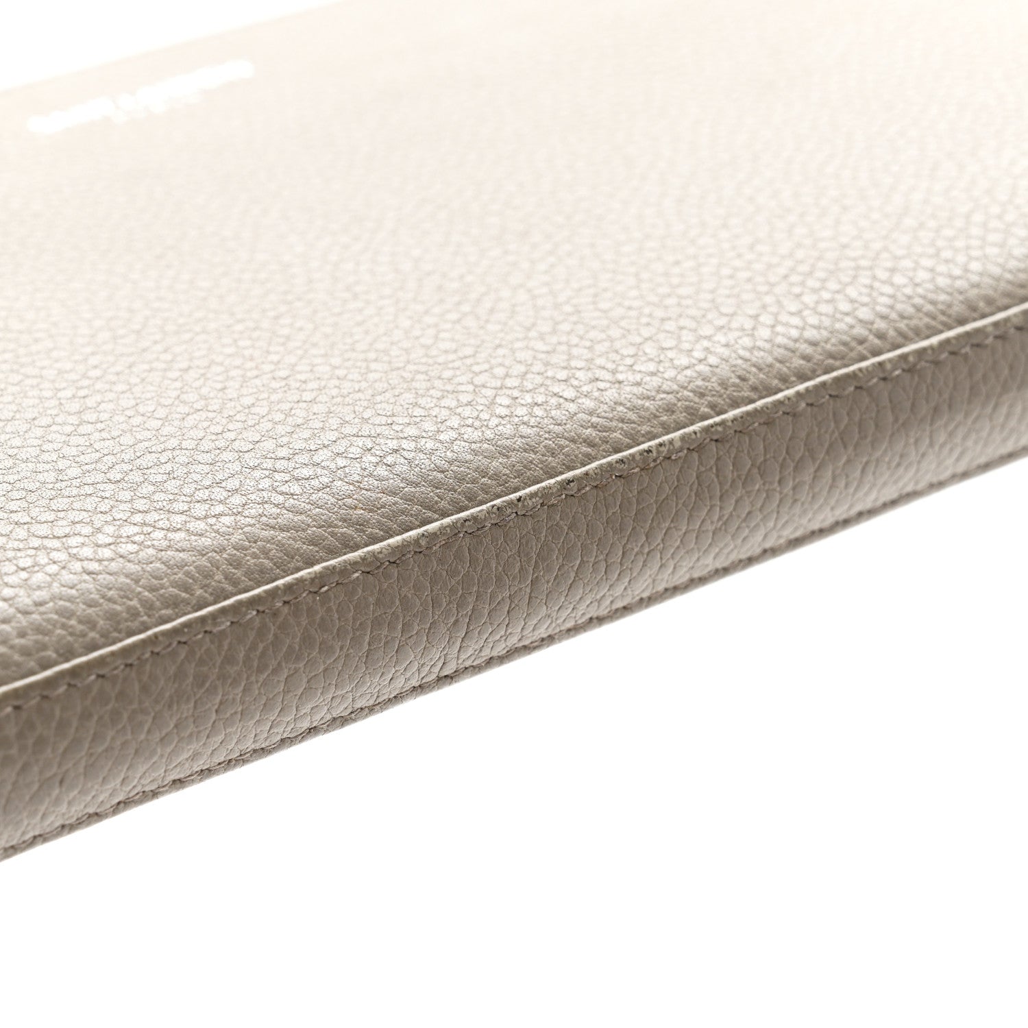 Saint Laurent Grained Calfskin Classic Zip Around Continental Wallet Light Grey 8 of 10