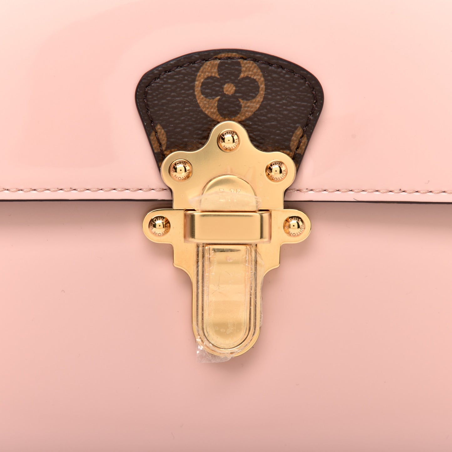 Patent Calfskin Monogram Cherrywood PM Rose Ballerine