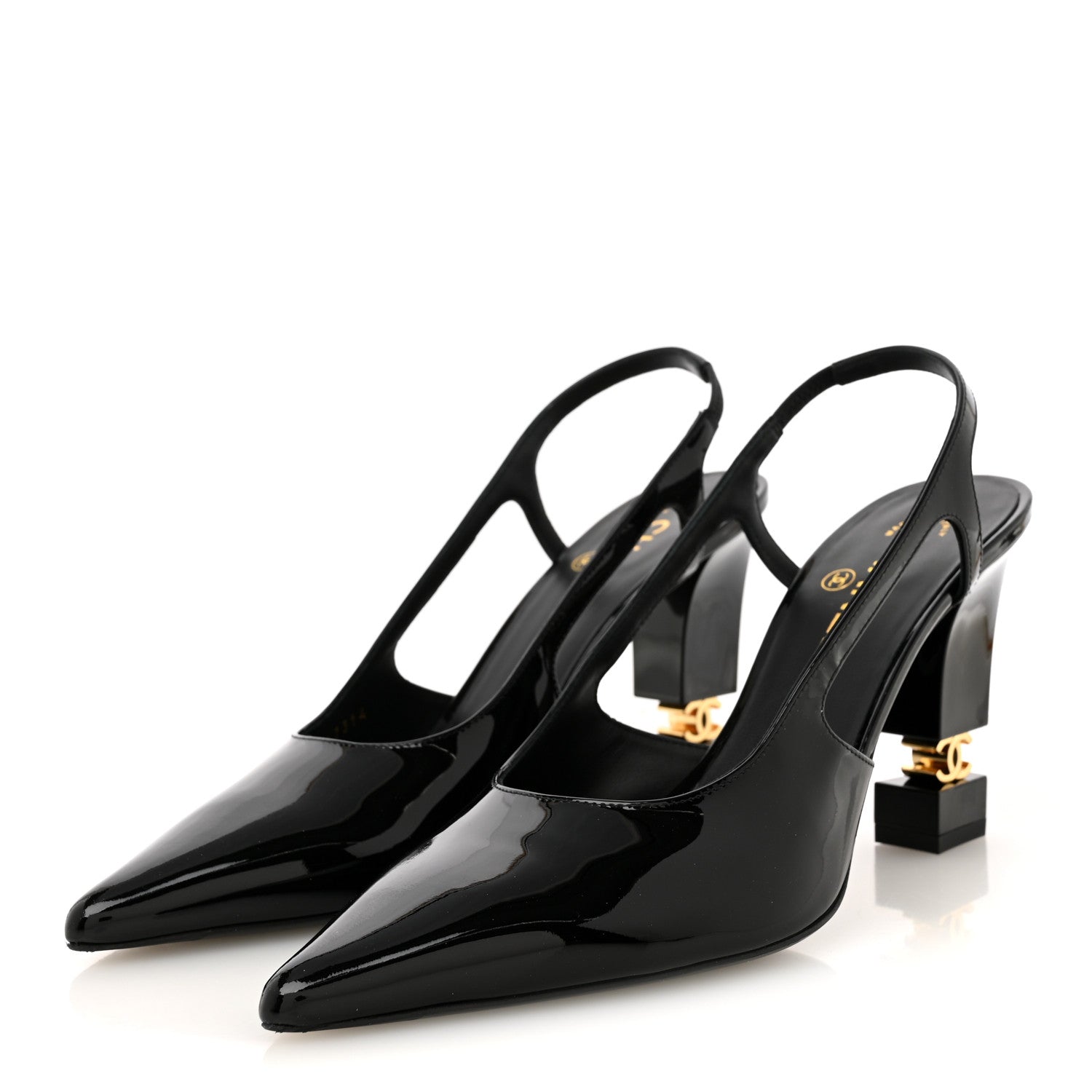 Chanel Patent Calfskin Slingback CC Cutout Pumps 40 Black 4 of 10