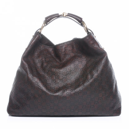 Gucci Guccissima Large Horsebit Chain Hobo Chocolate Brown 1 of 7