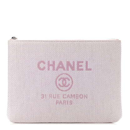 Chanel Canvas Deauville Cosmetic Pouch Pink 1 of 5