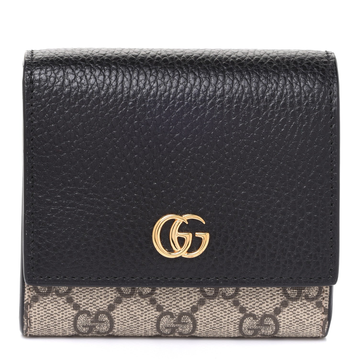 Gucci Dollar Calfskin GG Supreme Monogram Medium GG Marmont Wallet Black Beige Ebony 1 of 7