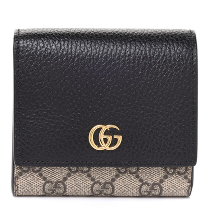 Gucci Dollar Calfskin GG Supreme Monogram Medium GG Marmont Wallet Black Beige Ebony 1 of 7