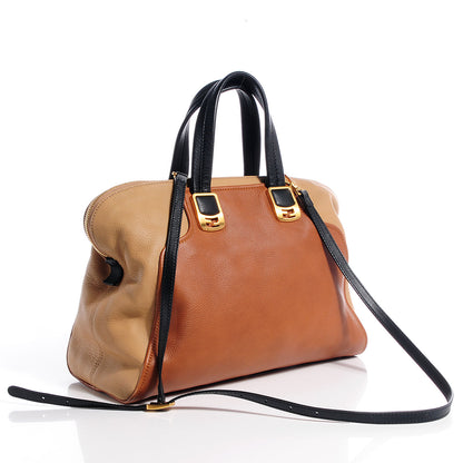 Fendi Calfskin Large Chameleon Tote Cognac Camel Black 3 of 9