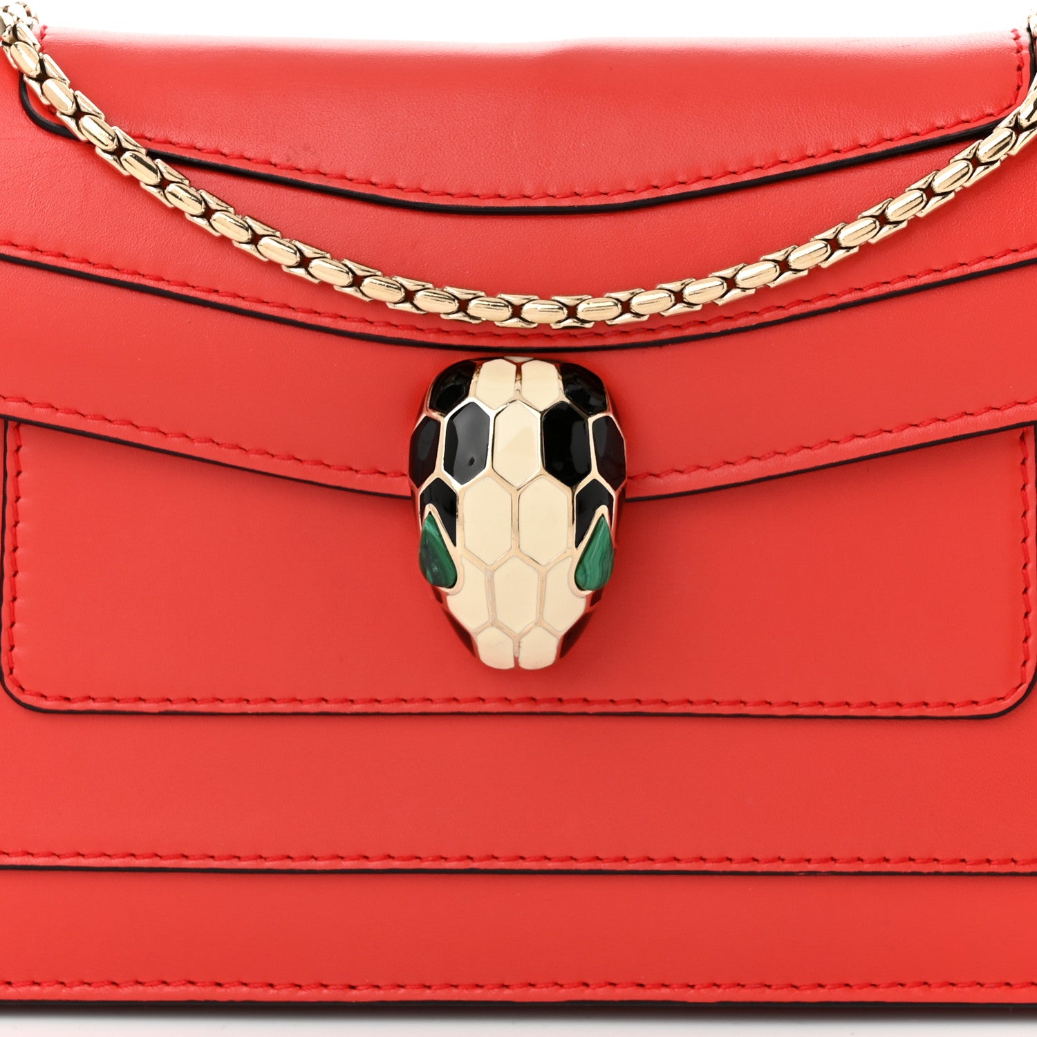 Bulgari Calfskin Serpenti Forever Flap Clutch Ruby Red 8 of 11