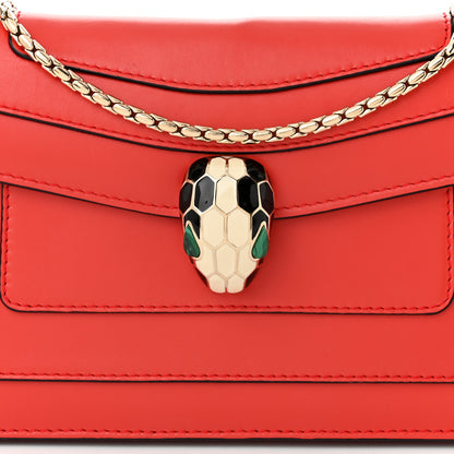 Bulgari Calfskin Serpenti Forever Flap Clutch Ruby Red 8 of 11