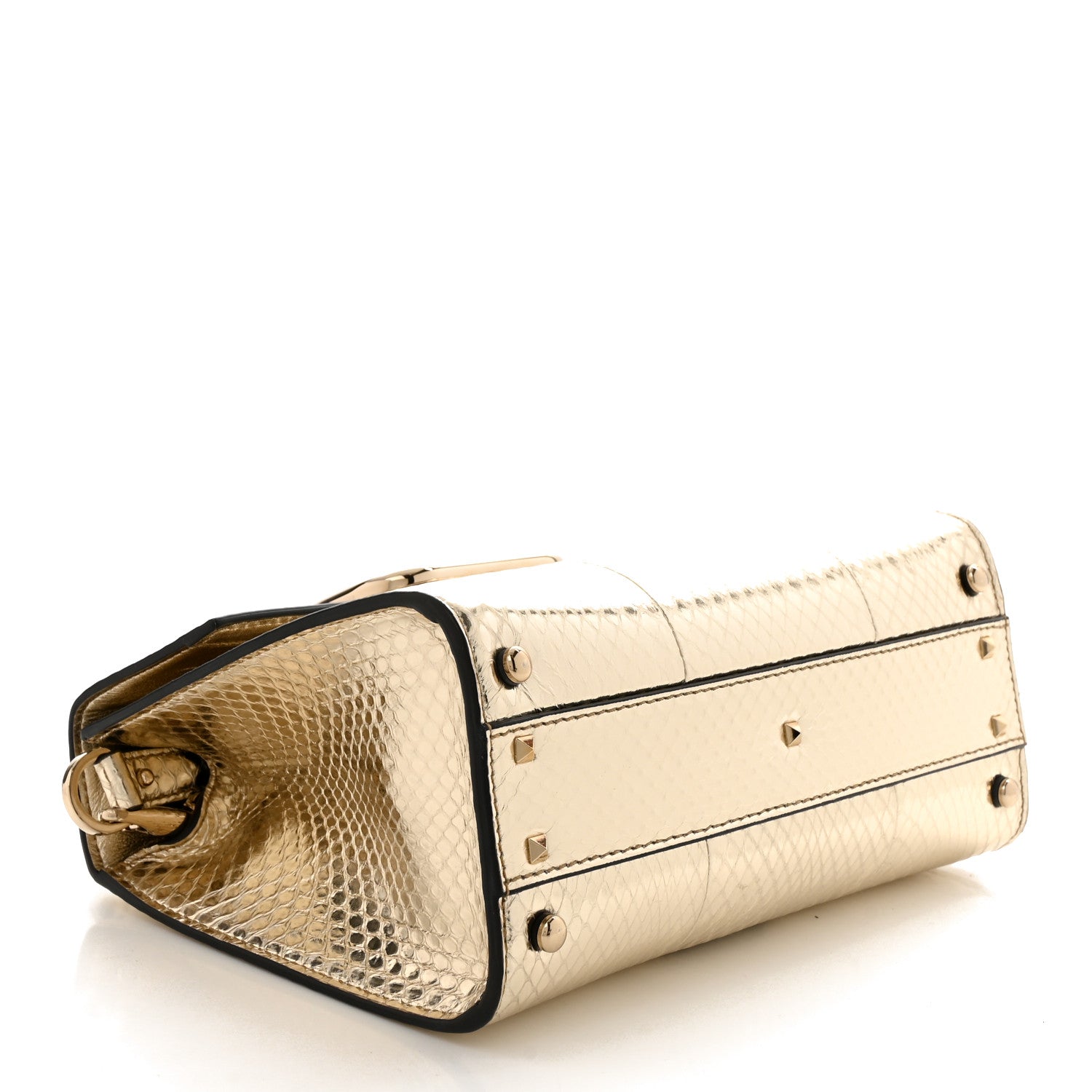 Valentino Garavani Metallic Calfskin Snake Embossed Mini VSling Top Handle Bag Gold 4 of 9