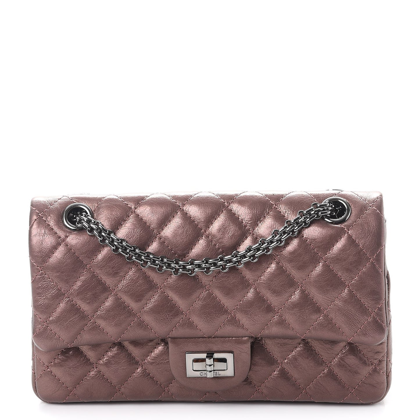 Metallic Calfskin Quilted 2.55 Reissue 225 Flap Pink