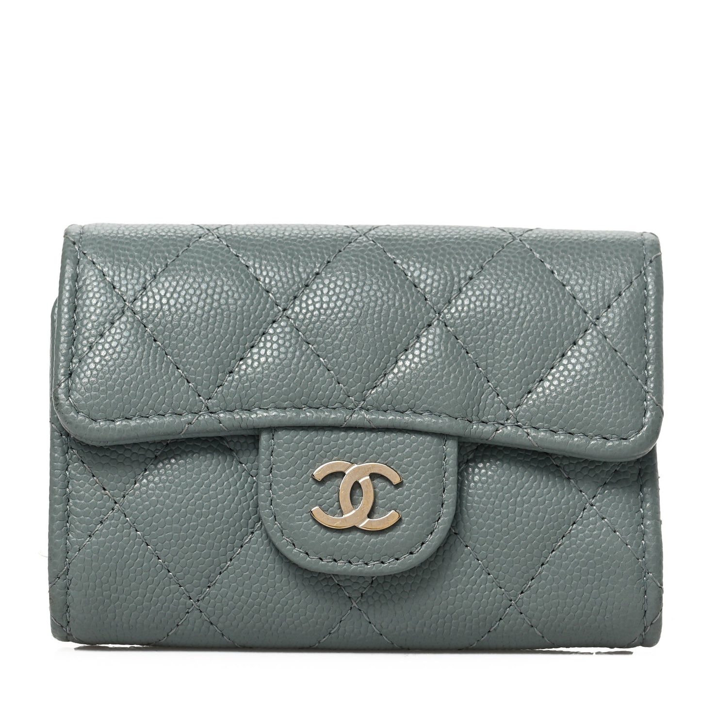 Caviar Quilted Classic 4 Key Holder Wallet Grey