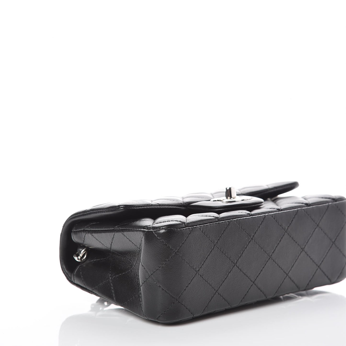 Lambskin Quilted Mini Rectangular Flap Black