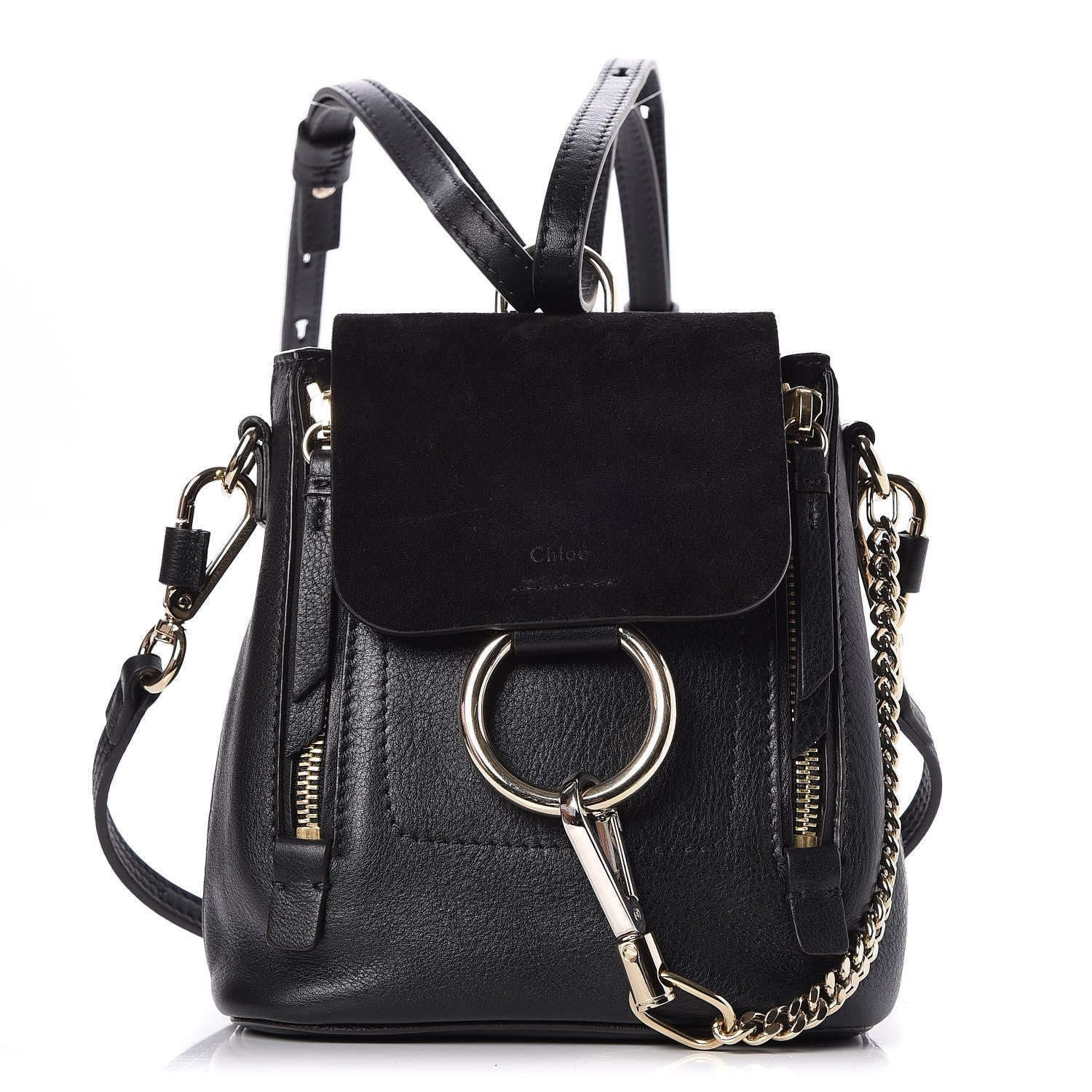 Chloe Suede Calfskin Mini Faye Backpack Black 1 of 7