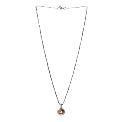 David Yurman Sterling Silver Diamond Citrine 7mm Petite Albion Pendant Necklace 3 of 4