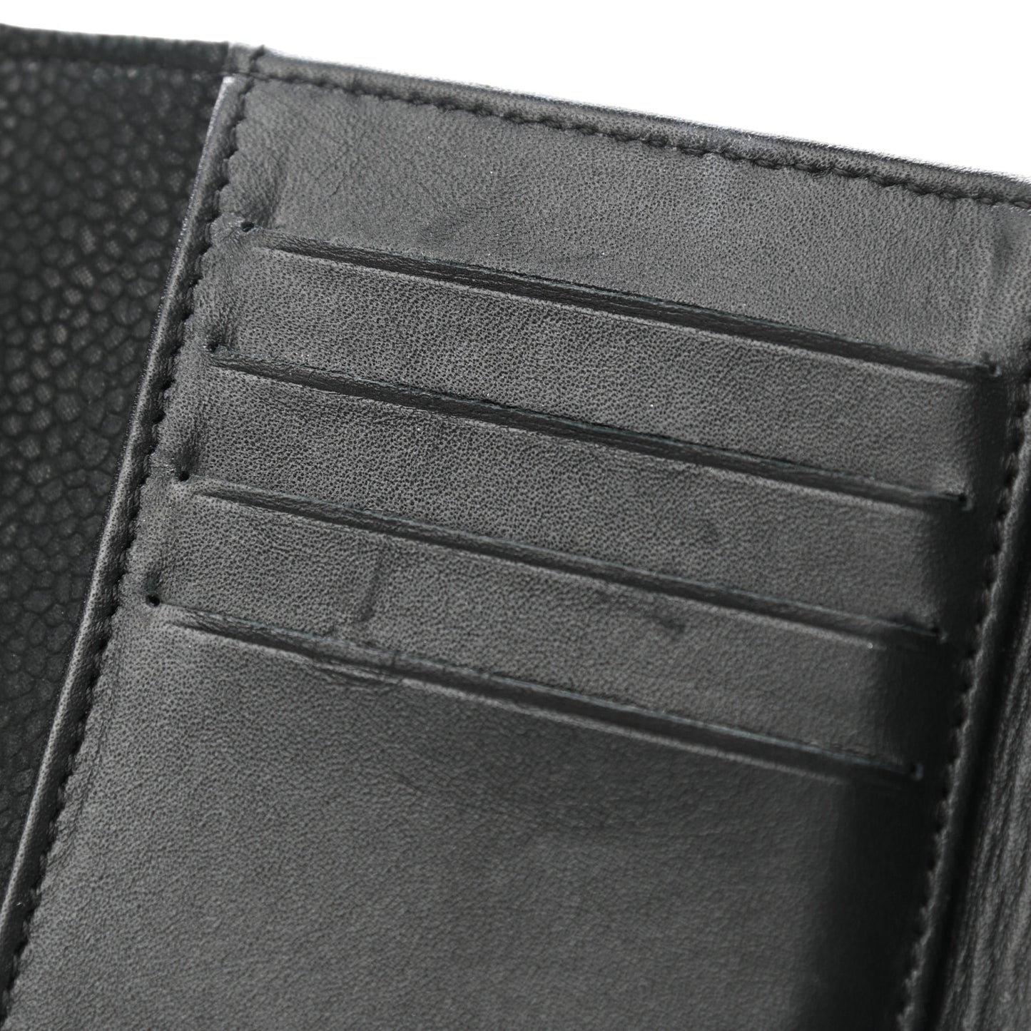 Caviar Quilted Flap Phone Holder Wallet Black