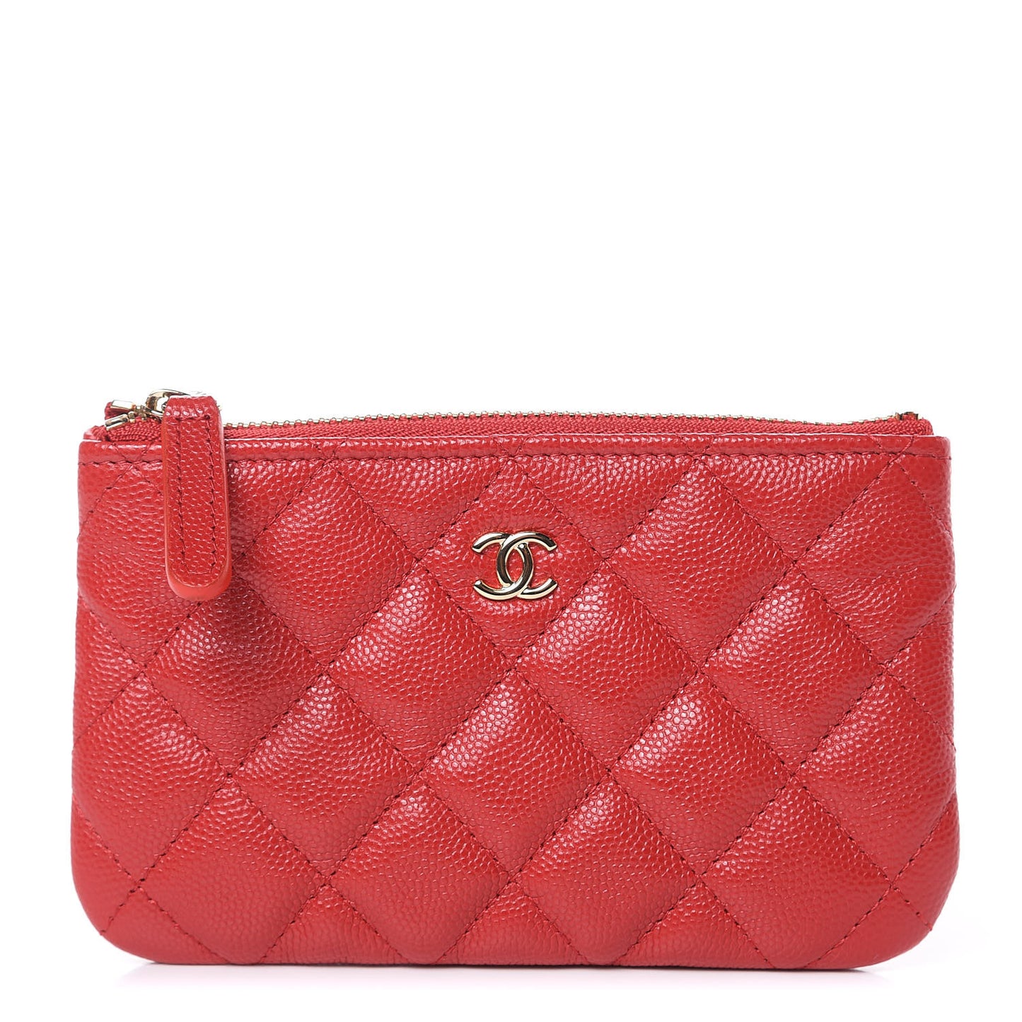 Caviar Quilted Small Cosmetic Case Red