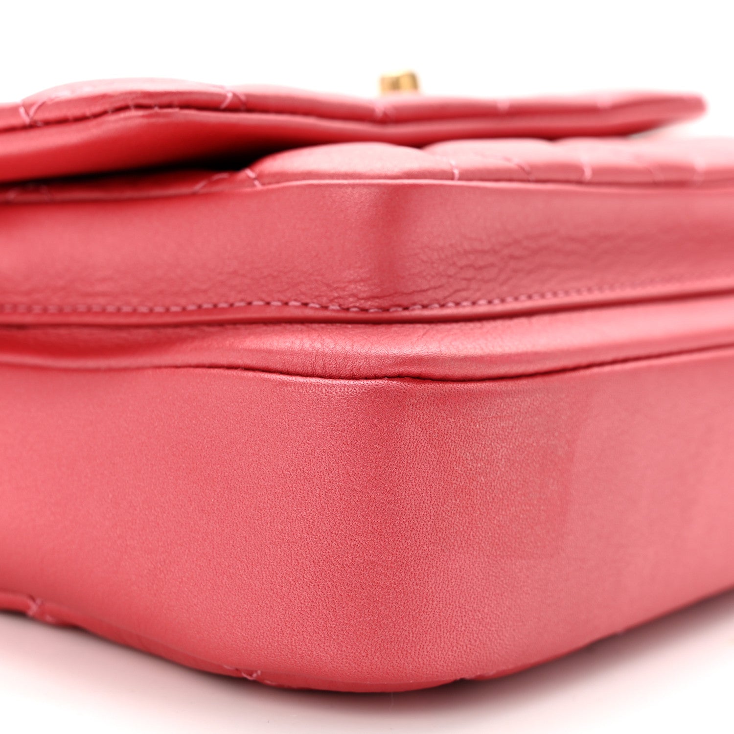 Chanel Metallic Calfskin Quilted Top Handle Flap Dark Pink 9 of 13