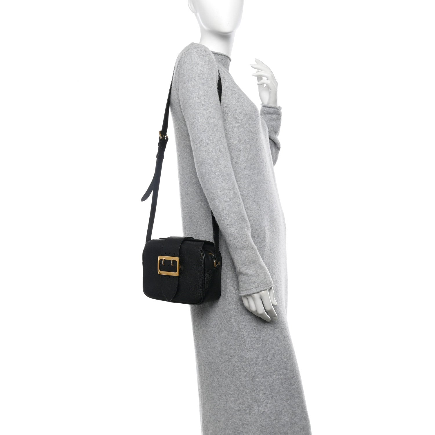Burberry Soft Grain Calfskin Small Buckle Zip Bag Black 2 of 14
