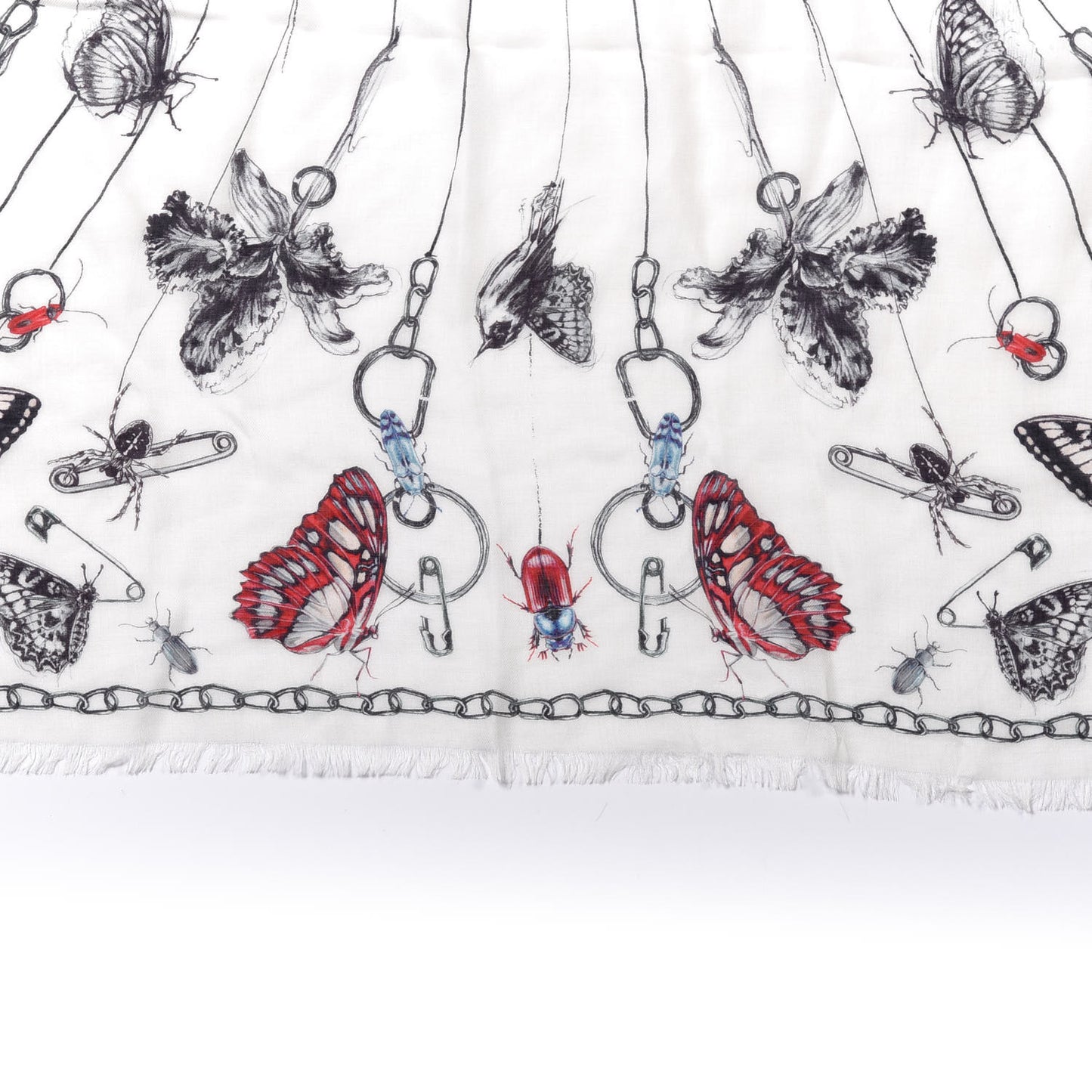 Silk Chiffon Butterfly Scarf White