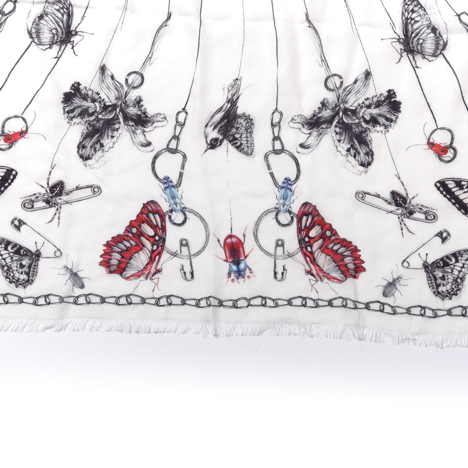 Alexander McQueen Silk Chiffon Butterfly Scarf White 4 of 5