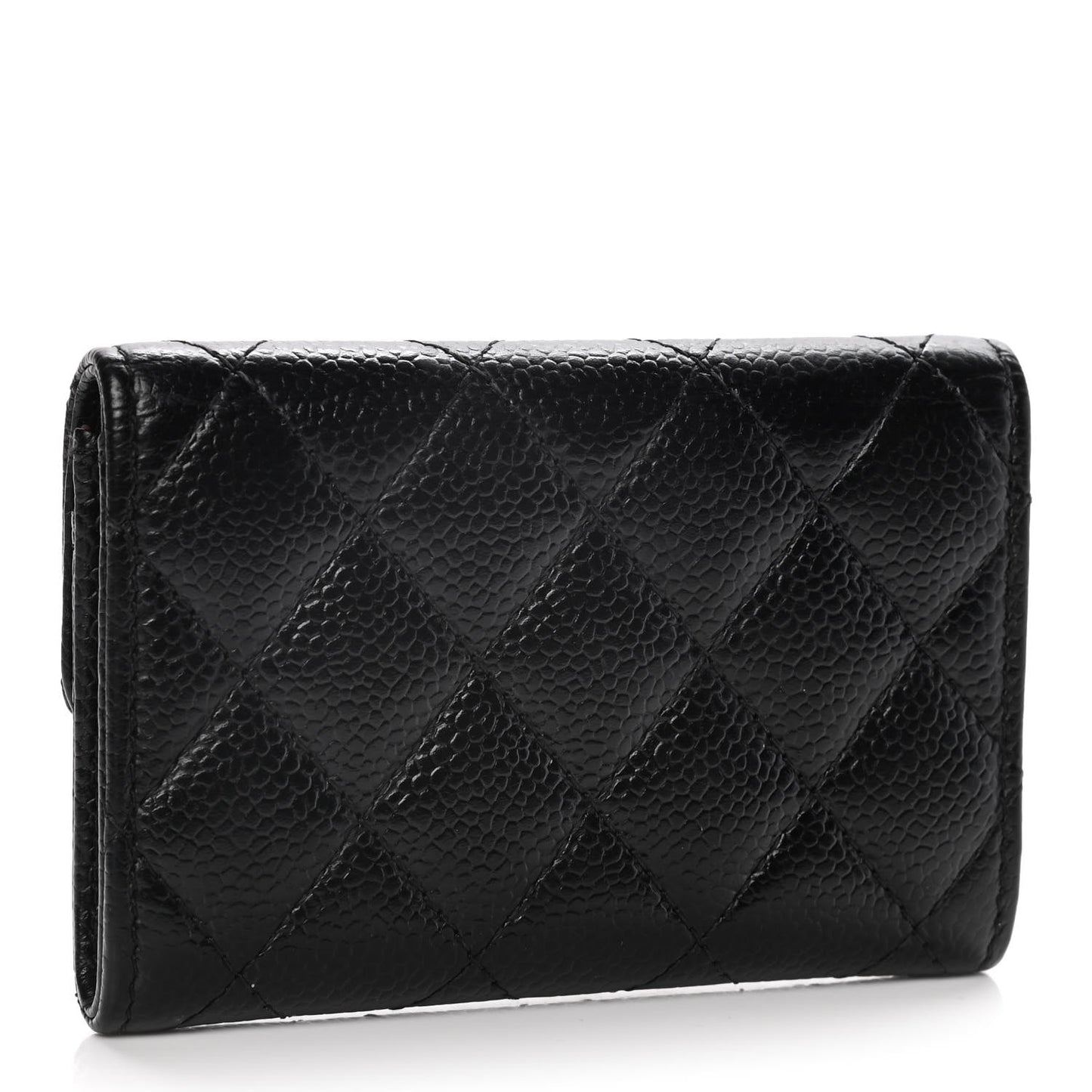Caviar Quilted Flap Card Holder Black