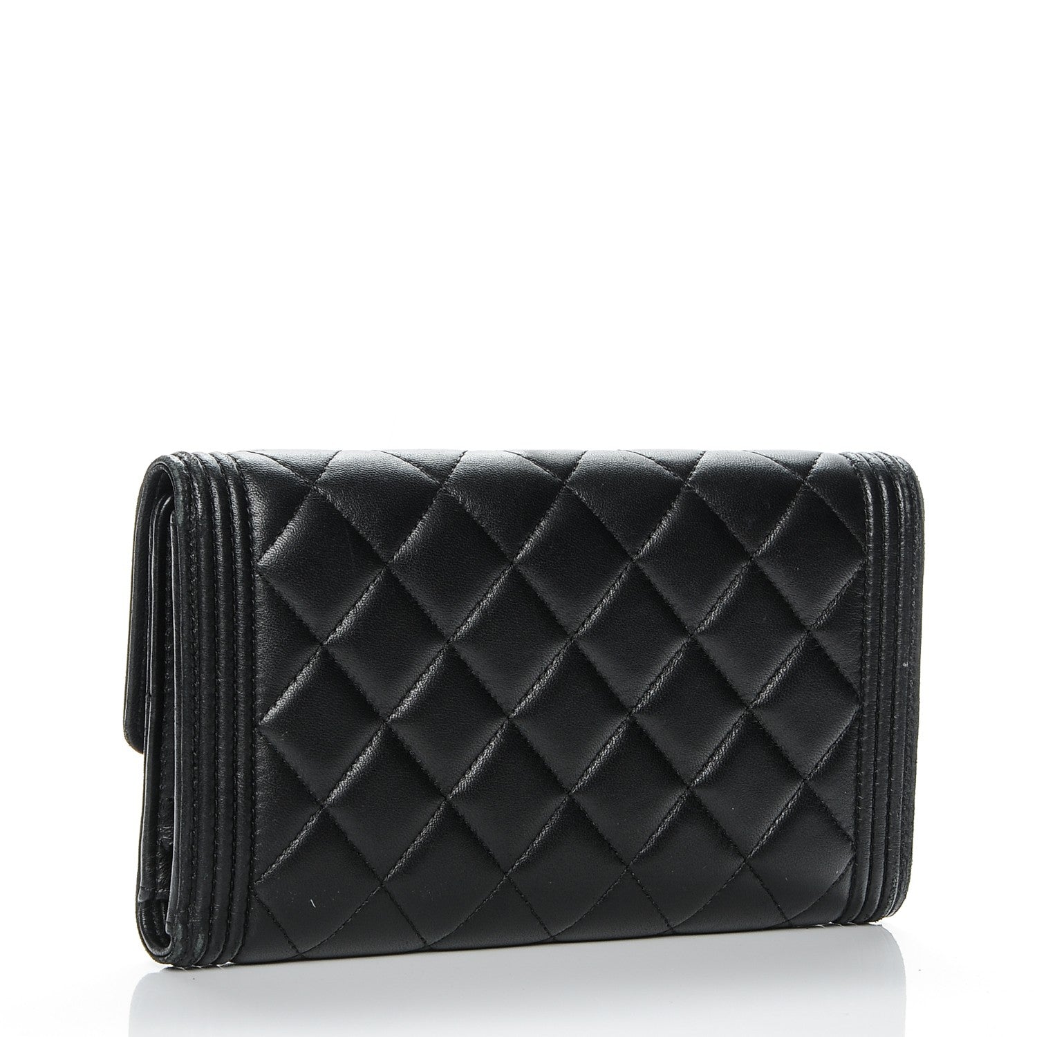 Chanel Lambskin Quilted Large Boy Flap Wallet Black 3 of 7