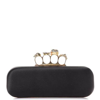 Alexander McQueen Silk Knucklebox Clutch Black 1 of 9