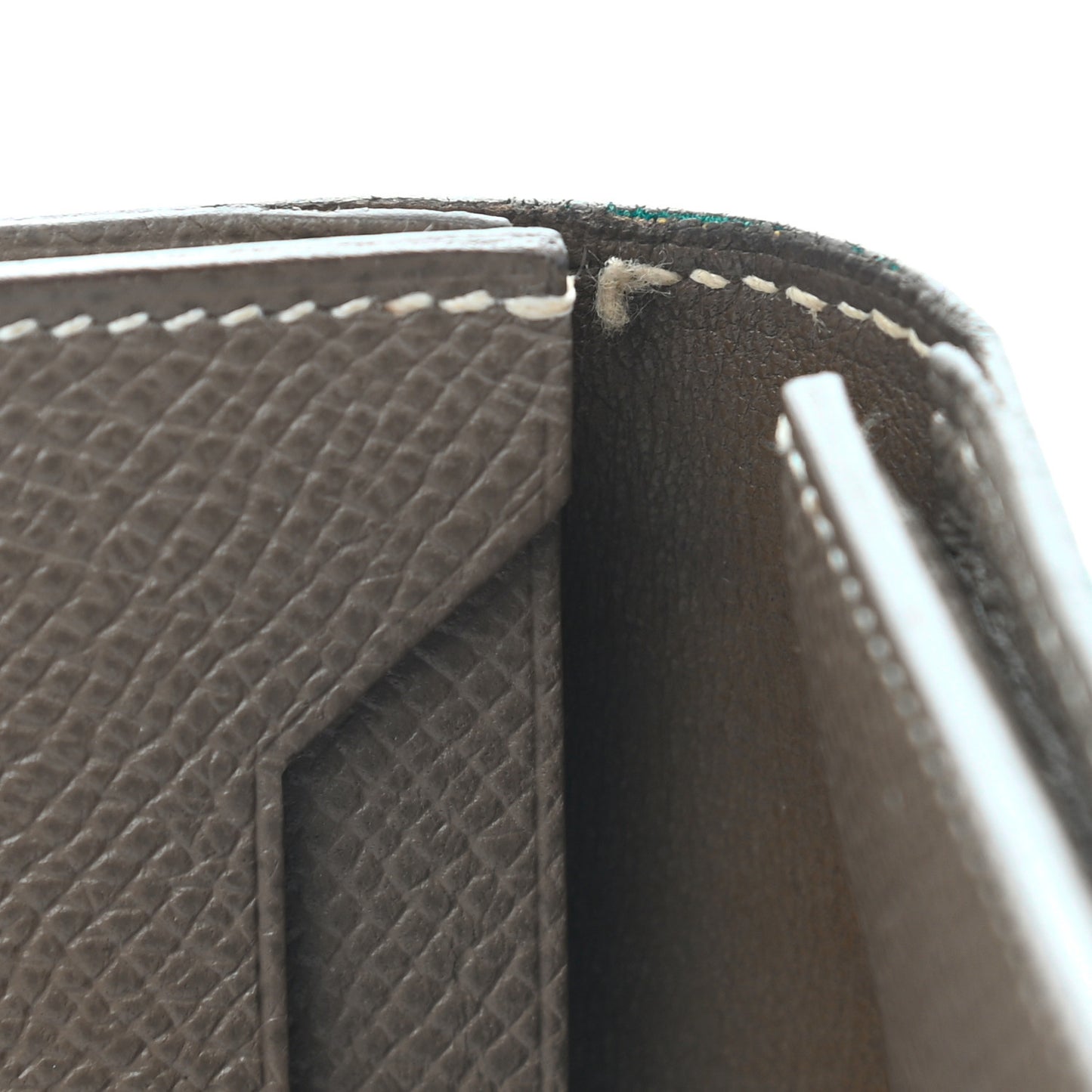 Epsom Bi Color Bearn Card Holder Wallet Bleu Paon Etoupe