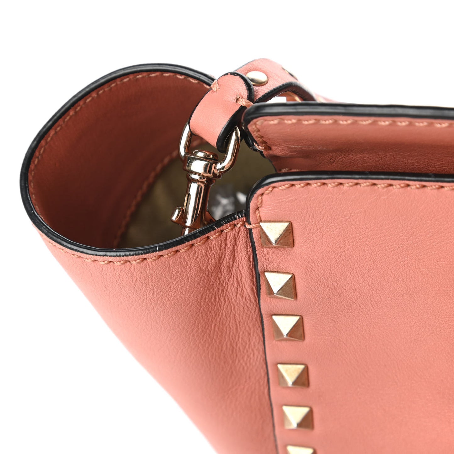 Vitello Rockstud Double Handle Tote Coral