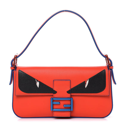 Fendi Vitello Dolce Elite Monster Eyes Bi-Color Baguette Papavero Black 1 of 10