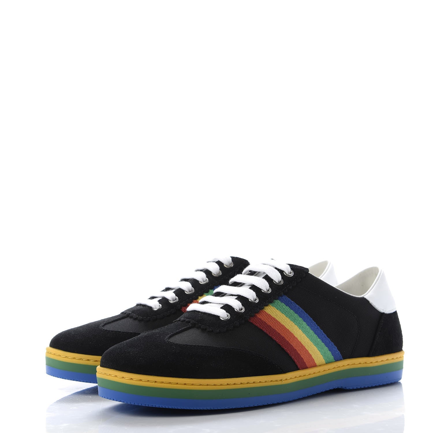 Gucci Suede Rainbow Womens G74 Sneakers 35 Black 3 of 10