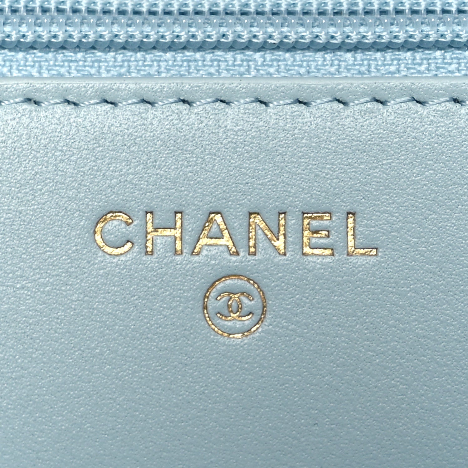 Chanel Lambskin Quilted Pearl Wallet On Chain WOC Light Blue 9 of 12