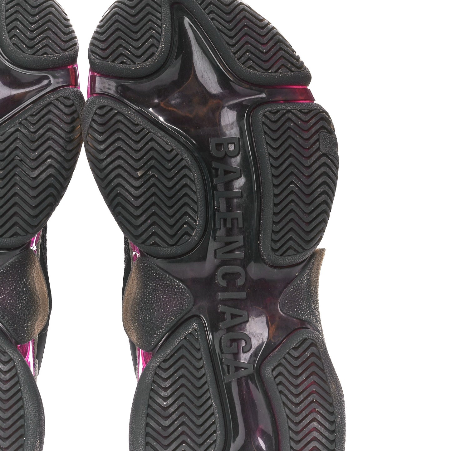 Fabric Mesh Clear Sole Womens Triple S Sneakers 38 Black Pink Neon