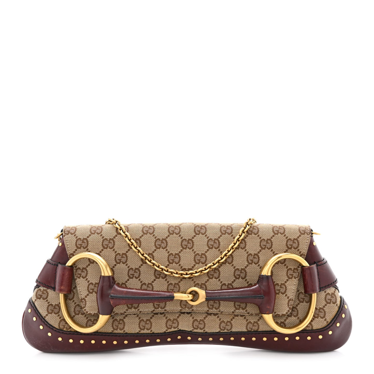 Monogram Studded Horsebit Clutch Bordeaux