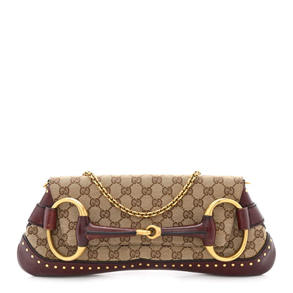 Gucci Monogram Studded Horsebit Clutch Bordeaux 1 of 17
