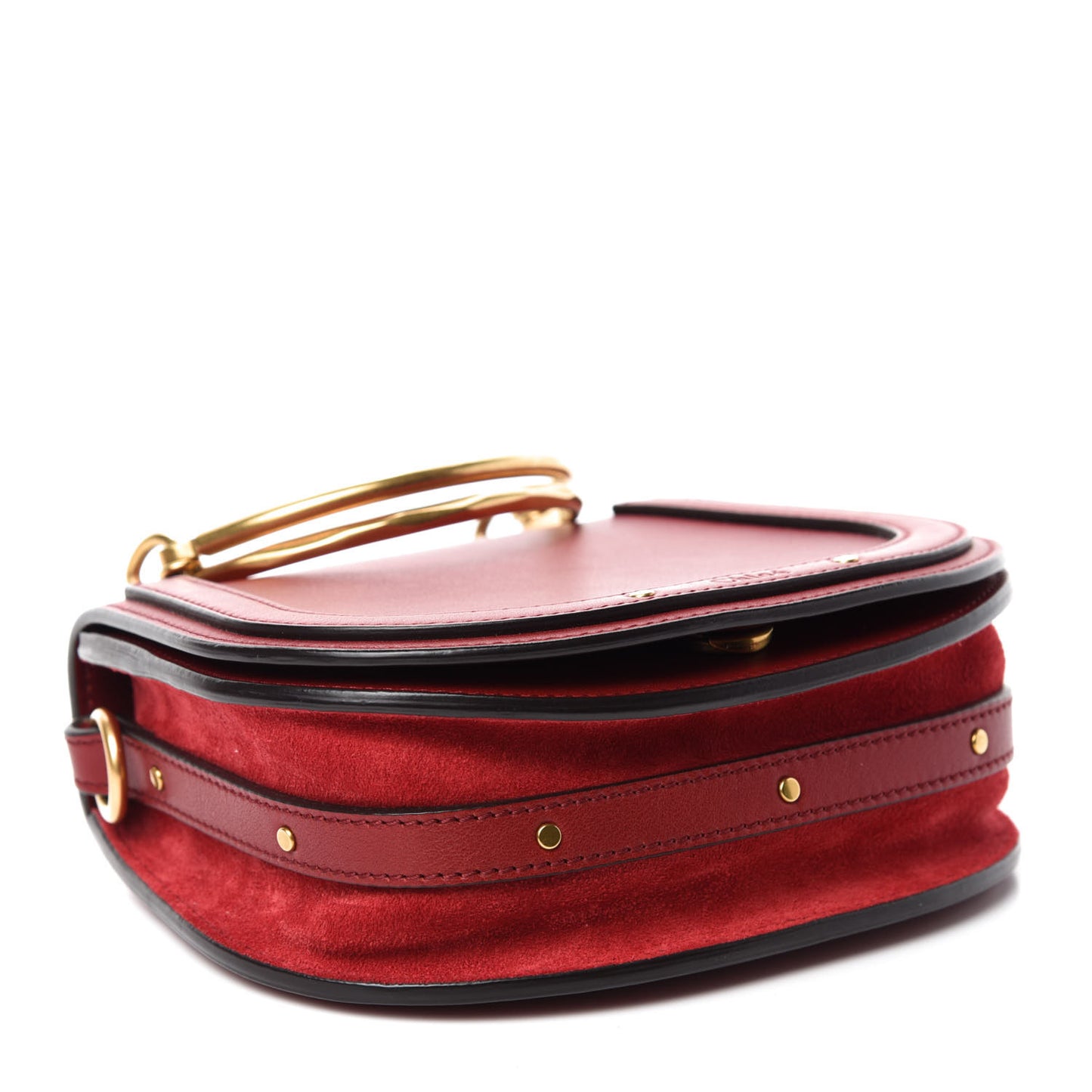 Calfskin Suede Small Nile Bracelet Bag Intense Red