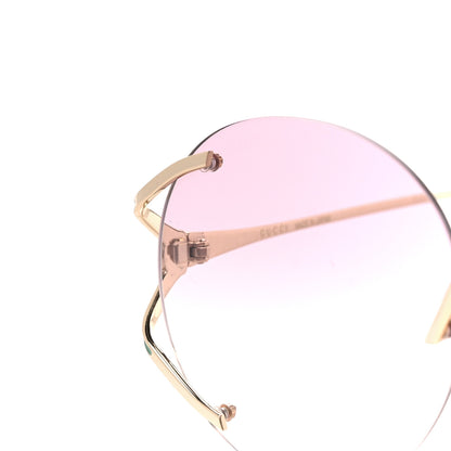 Gucci Metal Oversized Round Frame Sunglasses GG0645S Gold Blue 8 of 9