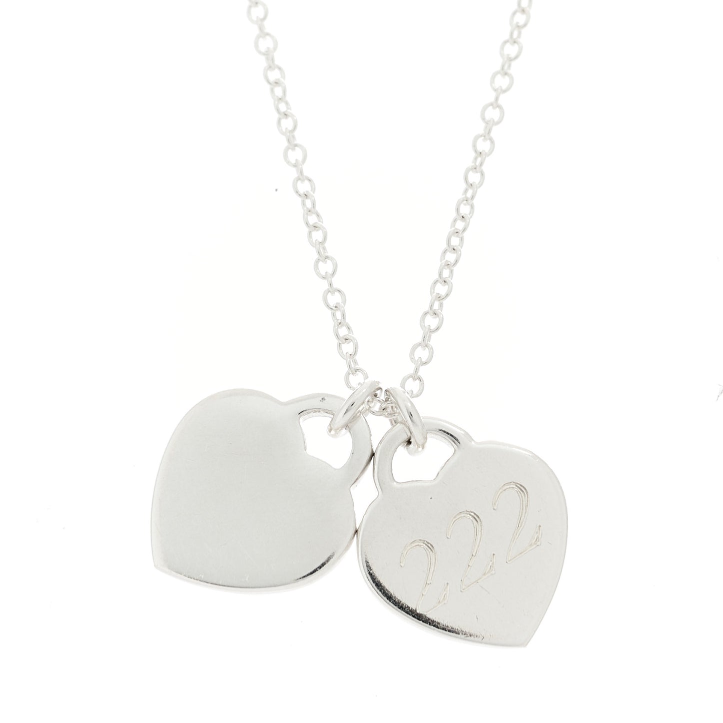 Sterling Silver Enamel Return to Tiffany Double Heart Tag Pendant Necklace Red