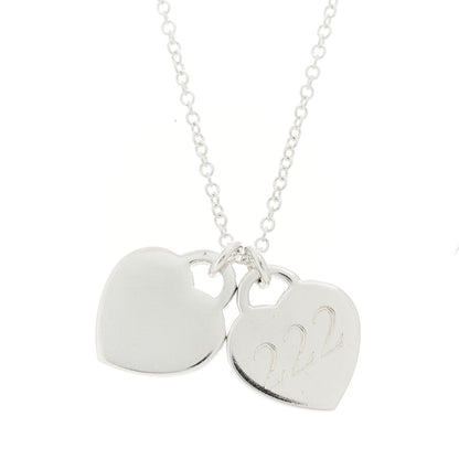 Tiffany Sterling Silver Enamel Return to Tiffany Double Heart Tag Pendant Necklace Red 7 of 8