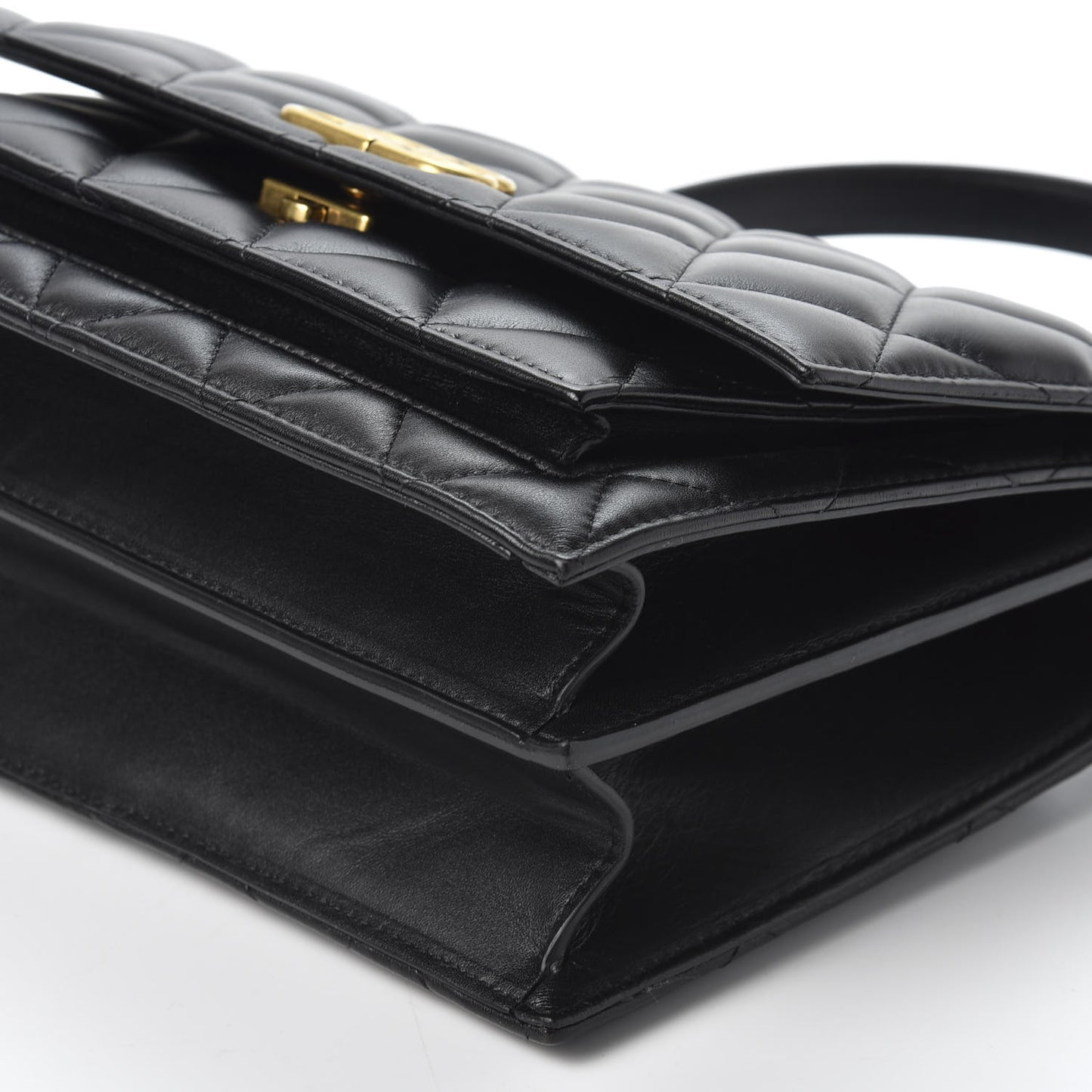 Nappa Calfskin Quilted Medium Sharp Top Handle Bag Black