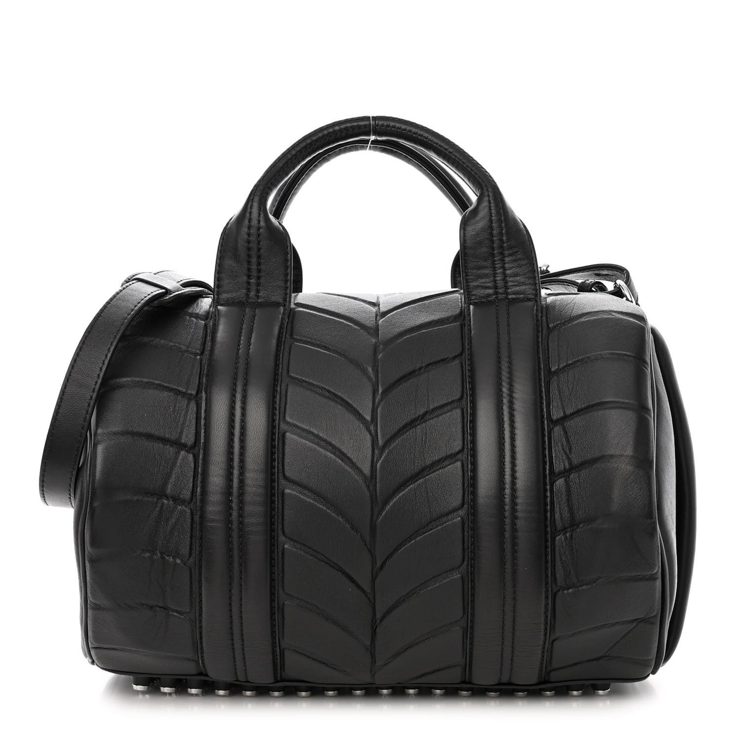 Quilted Rocco Silver Hardware Black