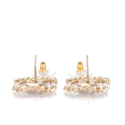 Chanel Metal Chain Link CC Earrings Gold 4 of 5
