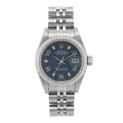 Rolex Stainless Steel 18K White Gold 26mm Oyster Perpetual Datejust Watch Blue 79174 1 of 5